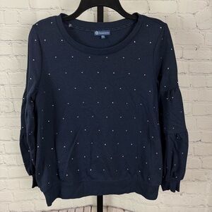 Democracy Navy Rhinestone Studded Sweatshirt Size Medium